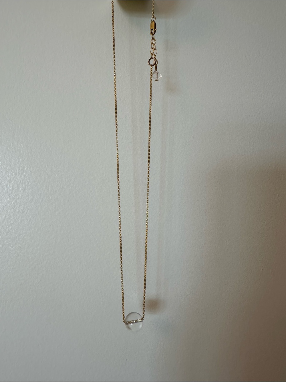 Minimalist Gold Necklace with Clear Lucite Pendant - Women Jewelry